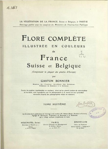 Flore complète illustrée en couleurs de France, Suisse et Belgique. T. 8