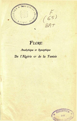 Flore analytique et synoptique de l'Algérie et de la Tunisie