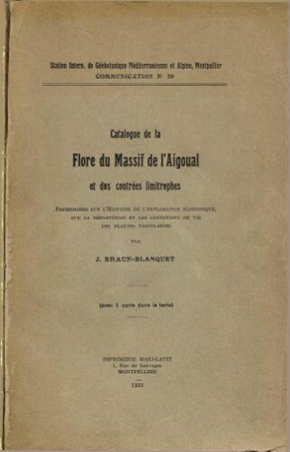 Catalogue de la flore du Massif de l'Aigoual