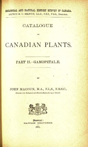 Catalogue of Canadian plants. Part II. - Gamopetalae