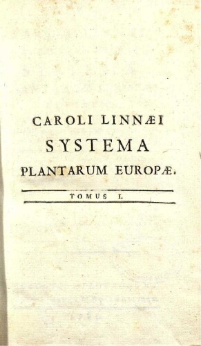 Systema plantarum Europae [...] Tomus I