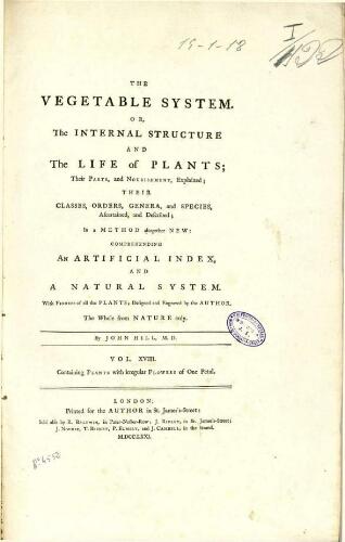 The vegetable system [...] Vol. XVIII