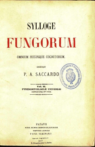 Sylloge fungorum [...] Vol. II