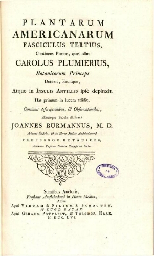 Plantarum Americanarum fasciculus tertius