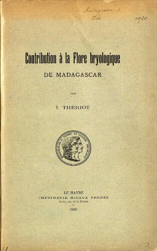 Contribution à la flore bryologique de Madagascar