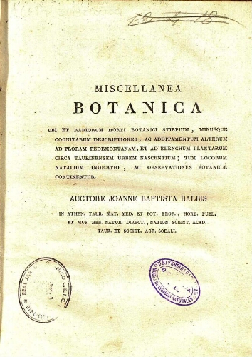 Miscellanea botanica