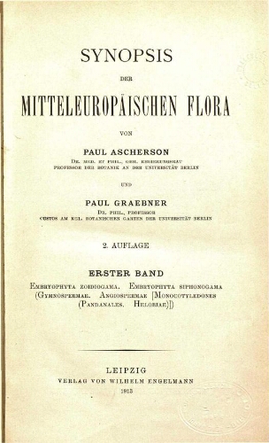 Synopsis der mitteleuropäischen flora [...] 2. Auflage. Erster Band