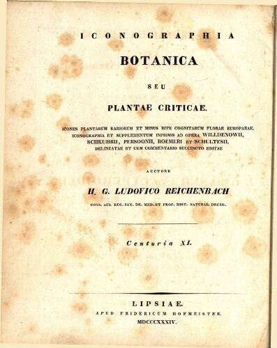 Icones florae Germanicae et Helveticae [...] Volumen primum