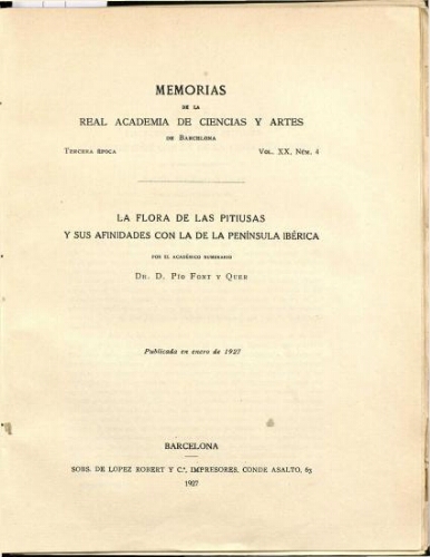 La flora de las Pitiusas y sus afinidades con la de la Península Ibérica