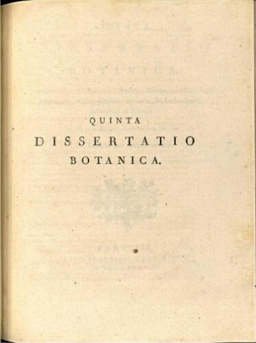 Quinta dissertatio botanica