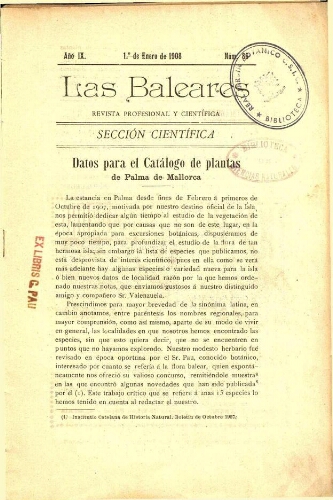 Datos para el Catálogo de plantas de Palma de Mallorca [...] [Part. 1]