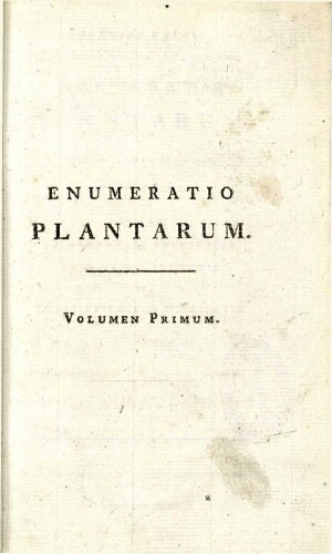 Enumeratio plantarum [...] Volumen I