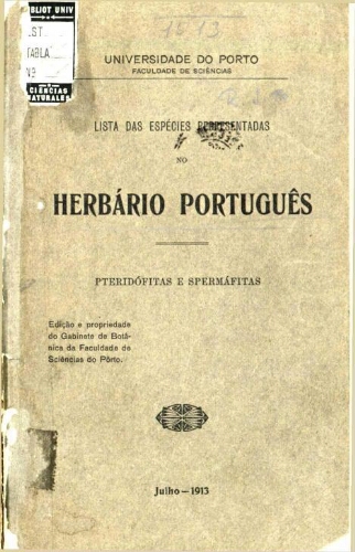 Lista das espécies representadas no Herbário português