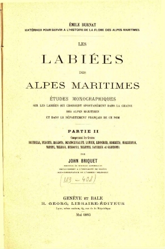 Les Labiées des Alpes maritimes. Partie II