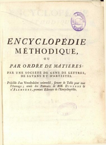 Encyclopédie méthodique. Botanique [...] Tome second