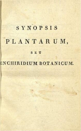 Synopsis plantarum [...] Pars prima