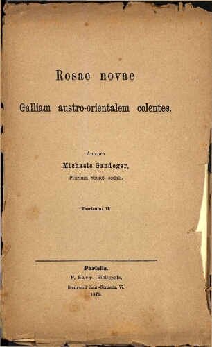 Rosae novae Galliam [...] Fasciculus II