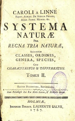 Systema naturae [...] Tomus II. Editio duodecima ; [Regnum vegetabile]