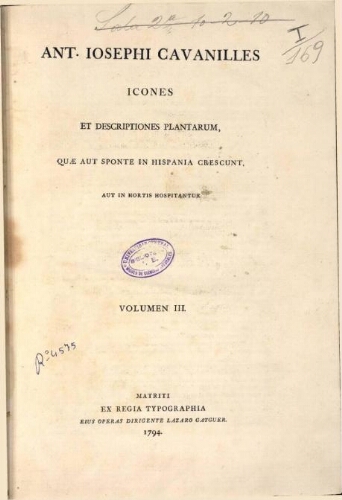 Icones et descriptiones plantarum [...] Volumen III