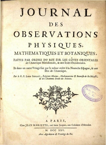 Journal des observations physiques, mathematiques et botaniques [...] [Tome troisième]