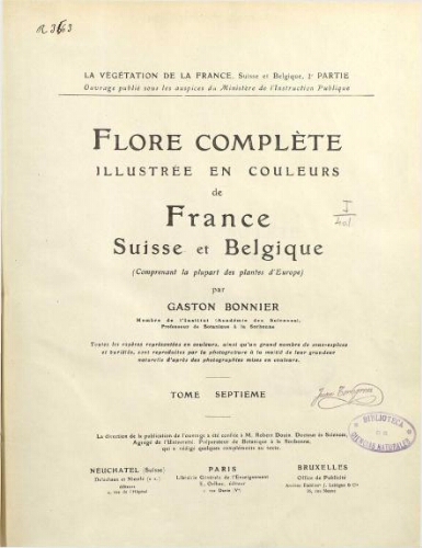 Flore complète illustrée en couleurs de France, Suisse et Belgique. T. 7