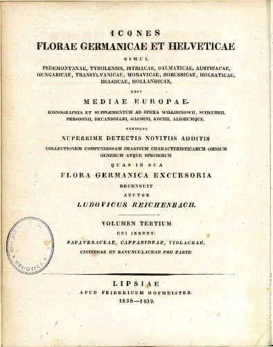 Icones florae Germanicae et Helveticae [...] Volumen tertium