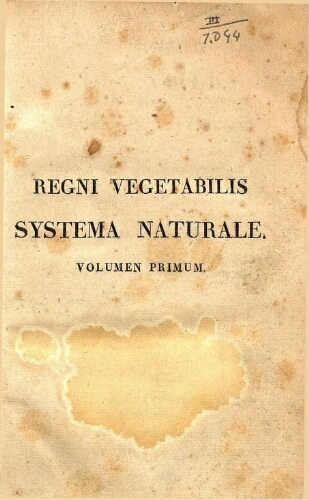 Regni vegetabilis systema naturale [...] Volumen primum