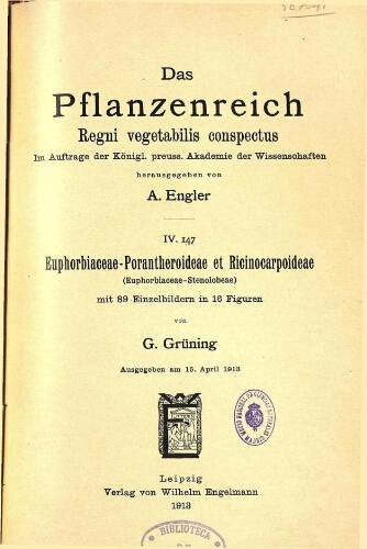 Euphorbiaceae-Porantheroideae et Ricinocarpoideae. In: Engler, Das Pflanzenreich [...] [Heft 58] IV. 147