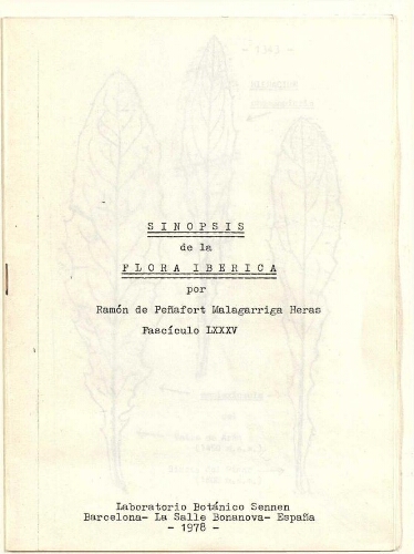 Sinopsis de la flora ibérica [...] Fascículo LXXXV