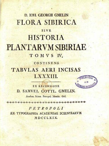 Flora Sibirica [...] Tomus IV