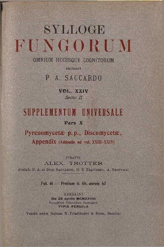Sylloge fungorum [...] Vol. XXIV Sectio II