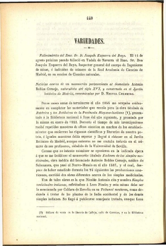 Noticias acerca de un manuscrito perteneciente al licenciado Antonio Robles Cornejo