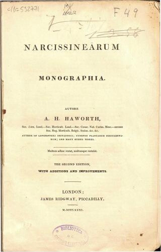 Narcissineärum monographia [...] The second edition, with additions and improvements