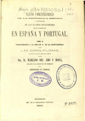 Flora fanerogámica de la Península Ibérica [...] Tomo III