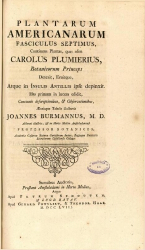 Plantarum Americanarum fasciculus septimus