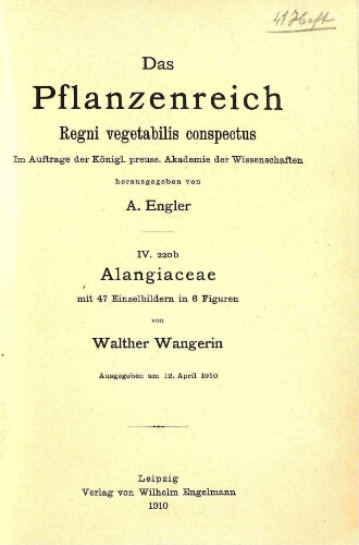 Alangiaceae. In: Engler, Das Pflanzenreich [...] [Heft 41] IV. 220b