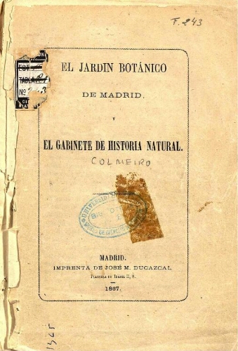 El Jardin Botánico de Madrid y el Gabinete de Historia Natural