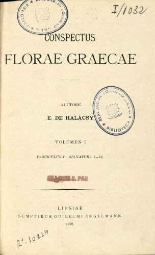 Conspectus florae Graecae. [...] Volumen I