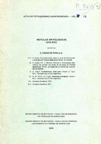 Notulae bryologicae (VIII-XIII)