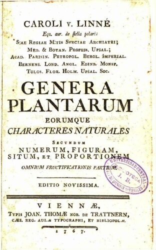 Genera plantarum [...] Editio novissima