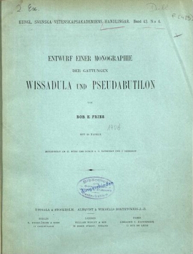 Entwurf einer Monographie der Gattungen Wissadula und Pseudabutilon