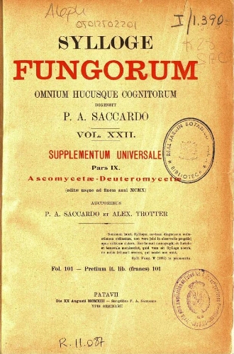 Sylloge fungorum [...] Vol. XXII