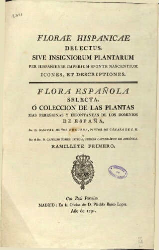 Florae Hispanicae delectus [...] Ramillete primero