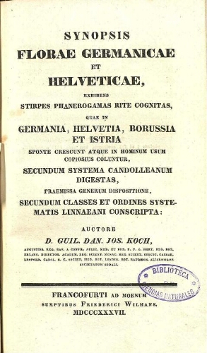 Synopsis florae Germanicae et Helveticae [...] [Sectio secunda]