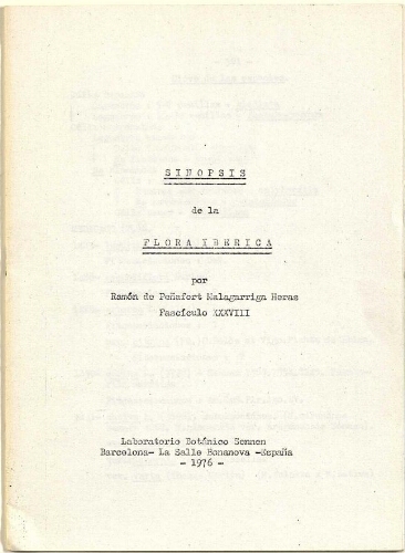 Sinopsis de la flora ibérica [...] Fascículo XXXVIII