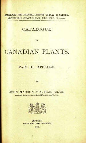 Catalogue of Canadian plants. Part III. - Apetalae