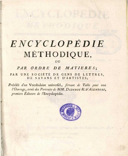 Encyclopédie méthodique. Botanique [...] Tome sixième