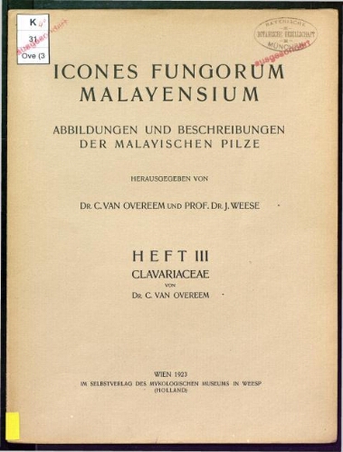 Icones fungorum malayensium. Heft 3. Clavariaceae