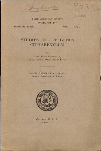 Studies in the genus Citharexylum