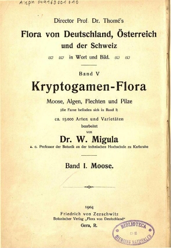Kryptogamen-Flora von Deutschland [...] Band I. Moose